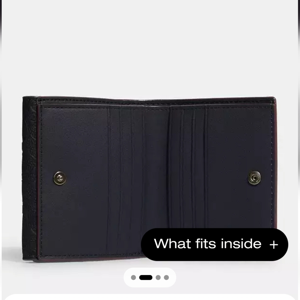 Coach Small Mirgan Wallet in Signature Leather - NWOT - Black Leather Wallet - Picture 3 of 3